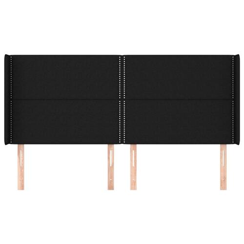 Sengegavl med kanter 163x16x118/128 cm stof sort