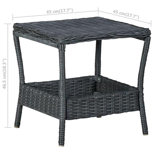 Havebord 45x45x46,5 cm polyrattan mørkegrå