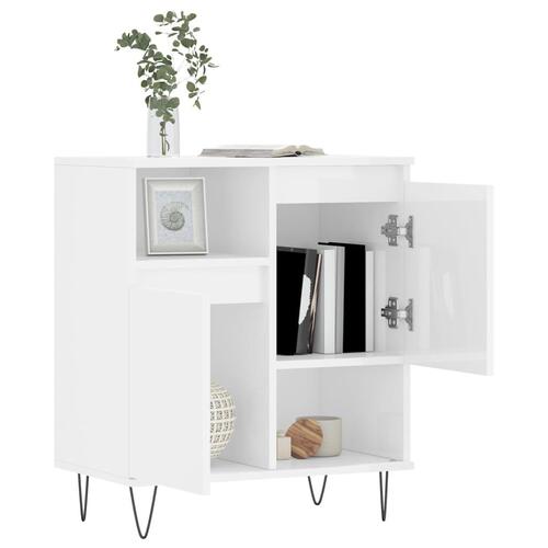 Skænk 60x35x70 cm konstrueret træ hvid højglans