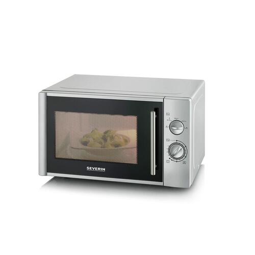 Severin mikrobølgeovn med grill 30 l - 900 W, sølv/hvid