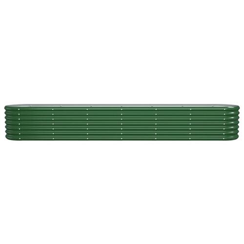 Plantekasse 260x40x36 cm pulverlakeret stål grøn