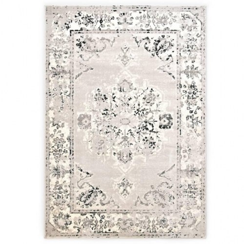 Gulvtæppe 160 x 230 cm PP grå og sort