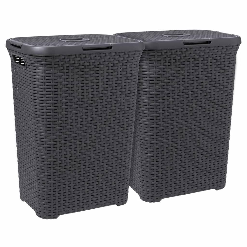 Curver vasketøjskurve med låg Style 2x60 l antracitgrå