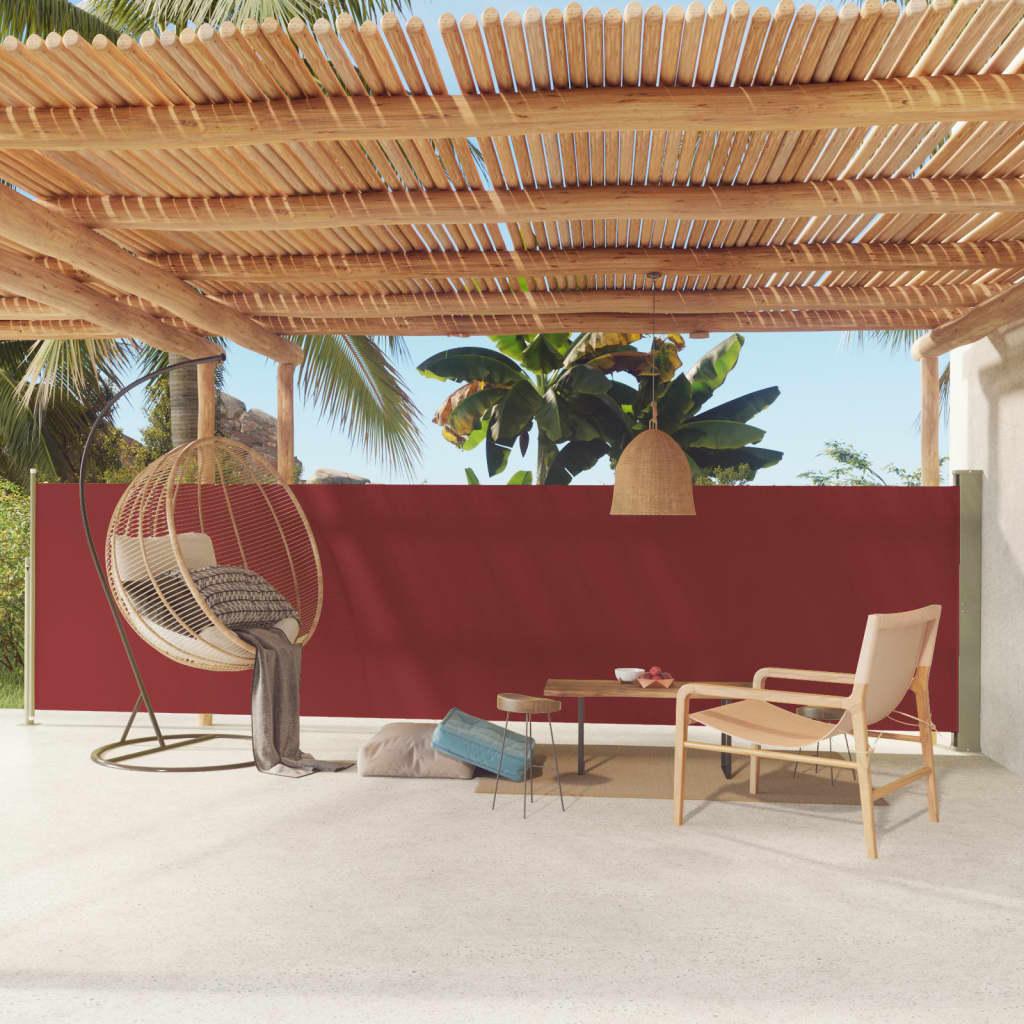 Sammenrullelig sidemarkise til terrassen 140x600 cm rød