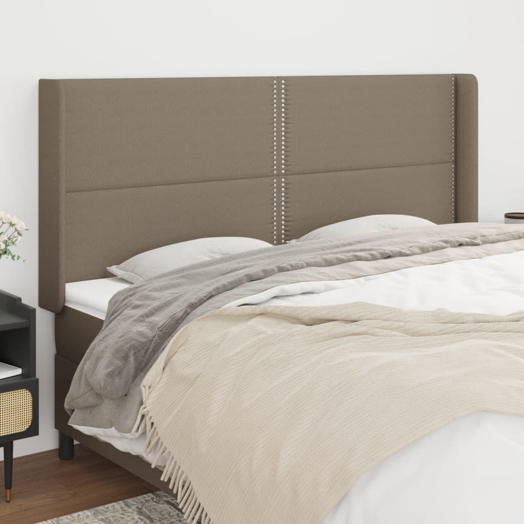 Sengegavl med kanter 163x16x118/128 cm stof gråbrun