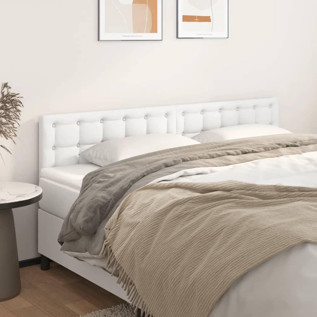 Sengegavle 2 stk. 90x5x78/88 cm kunstlæder hvid billede