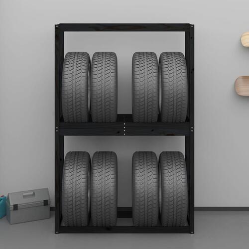 Dækreol 120x40x180 cm massivt fyrretræ sort