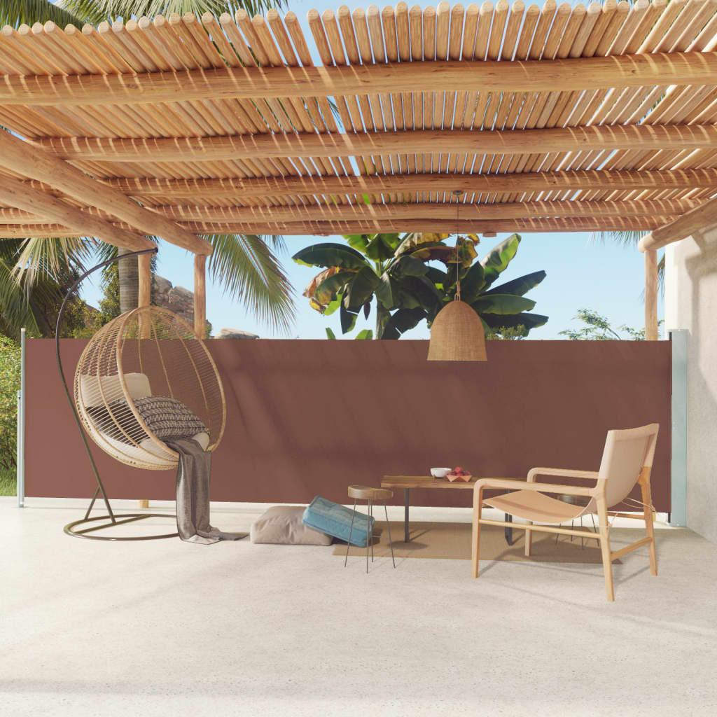 Sammenrullelig sidemarkise til terrassen 140x600 cm brun