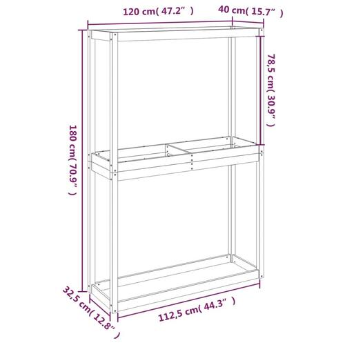 Dækreol 120x40x180 cm massivt fyrretræ sort