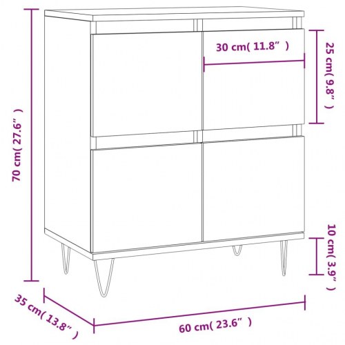 Skænk 60×35×70 cm i konstrueret træ - sonoma-eg