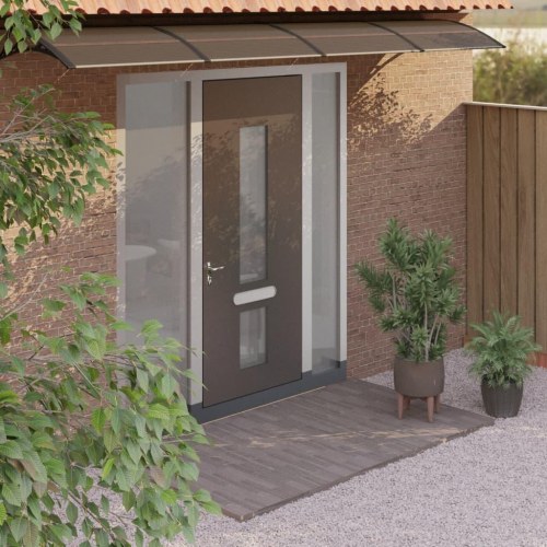 Dørmarkise 400 × 100 cm - sort polycarbonat
