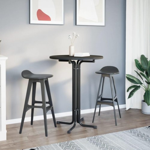 Barbord Ø80 x 110 cm i sort konstrueret træ og stål