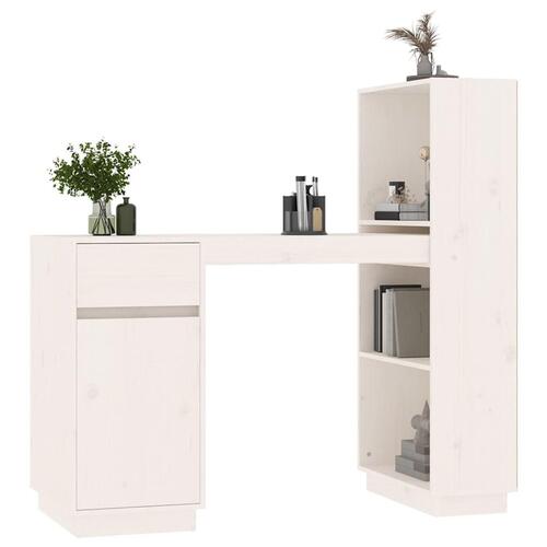 Skrivebord 110x53x117 cm massivt fyrretræ hvid