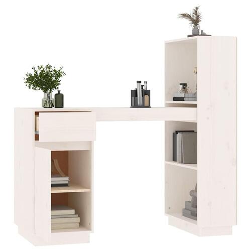 Skrivebord 110x53x117 cm massivt fyrretræ hvid