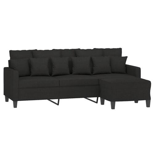 3-personers sofa med fodskammel 180 cm sort