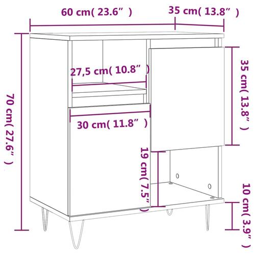 Skænk 60x35x70 cm konstrueret træ grå sonoma-eg