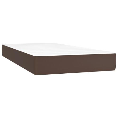 Springmadras med pocketfjedre 100x200x20 cm kunstlæder brun