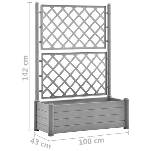 Plantekasse med espalier 100x43x142 cm PP stengrå