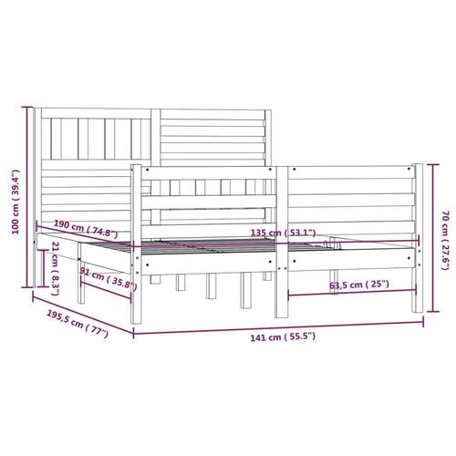 Sengeramme 135x190 cm dobbelt massivt træ