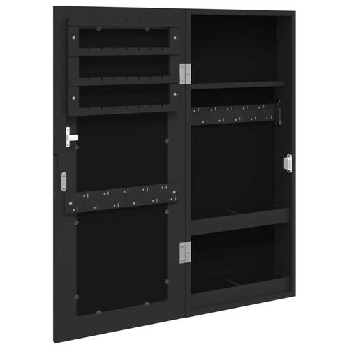 Væghængt smykkeskab med spejl 30x8,5x67 cm sort