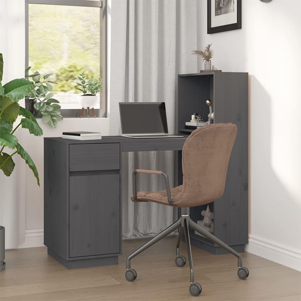 Skrivebord 110x53x117 cm massivt fyrretræ grå