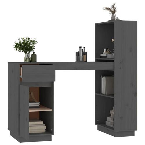 Skrivebord 110x53x117 cm massivt fyrretræ grå