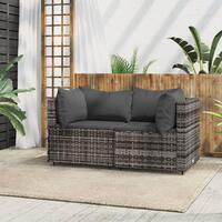 Hjørnemoduler til havesofa 2 stk. med hynder polyrattan grå