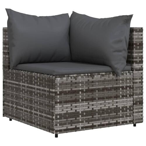 Hjørnemoduler til havesofa 2 stk. med hynder polyrattan grå