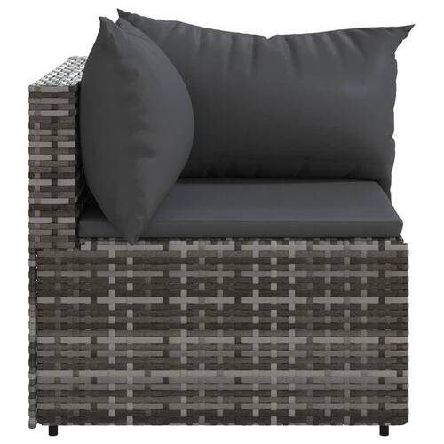 Hjørnemoduler til havesofa 2 stk. med hynder polyrattan grå