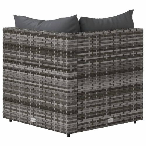 Hjørnemoduler til havesofa 2 stk. med hynder polyrattan grå