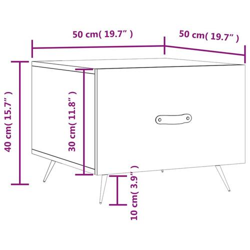 Sofabord 50x50x40 cm konstrueret træ grå sonoma-eg