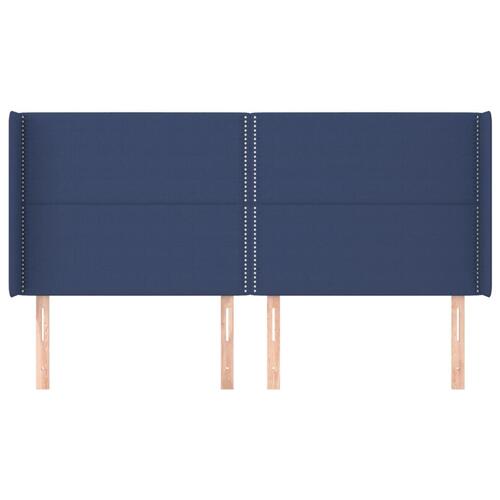 Sengegavl med kanter 183x16x118/128 cm stof blå