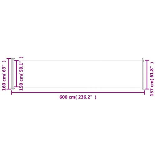 Sammenrullelig sidemarkise til terrassen 600x160 cm blå