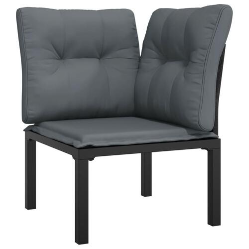 Loungesæt til haven 4 dele polyrattan sort og grå