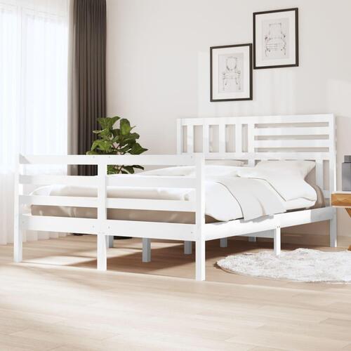 Sengeramme 150x200 cm King Size massivt træ hvid