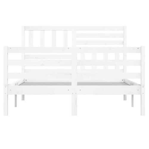 Sengeramme 150x200 cm King Size massivt træ hvid