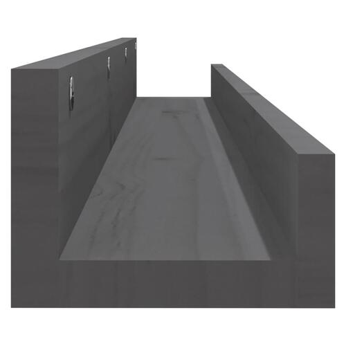 Væghylder 2 stk. 110x12x9 cm massivt fyrretræ grå