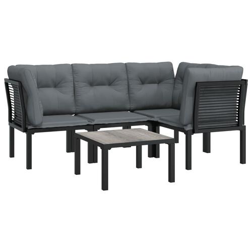 Loungesæt til haven 5 dele polyrattan grå og sort