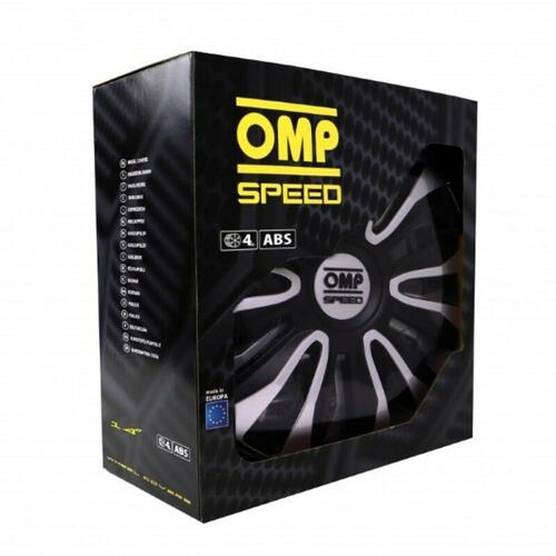 Hjulkapsel OMP Magnum Speed Sort Sølvfarvet 14" (4 uds)