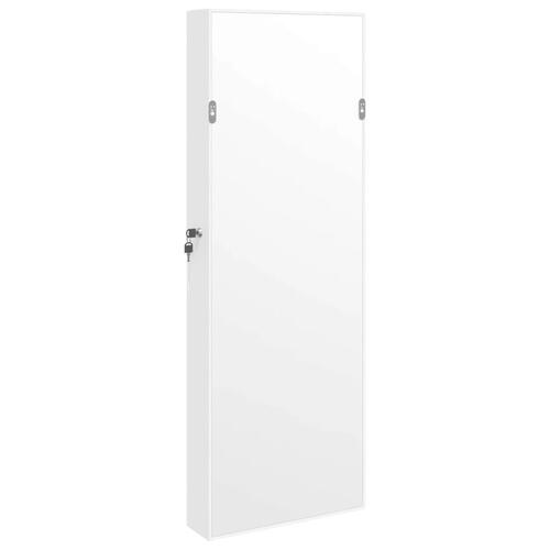 Væghængt smykkeskab med spejl 37,5x10x106 cm hvid