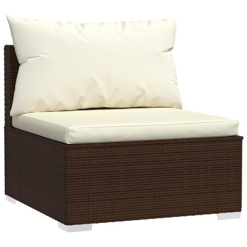 Loungesæt til haven 2 dele med hynder polyrattan brun