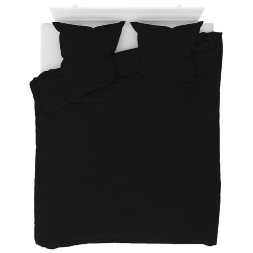 Sengesæt 3 dele fleece 200 x 220/80 x 80 cm sort