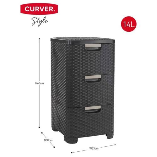 Curver skuffeskab Style 3x14 l antracitgrå