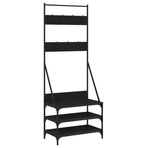 Tøjstativ med skoopbevaring 70x40x184 cm sort