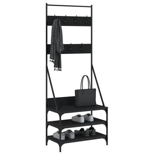 Tøjstativ med skoopbevaring 70x40x184 cm sort