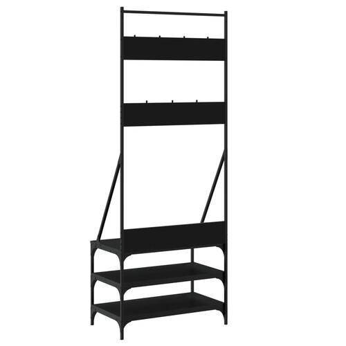 Tøjstativ med skoopbevaring 70x40x184 cm sort