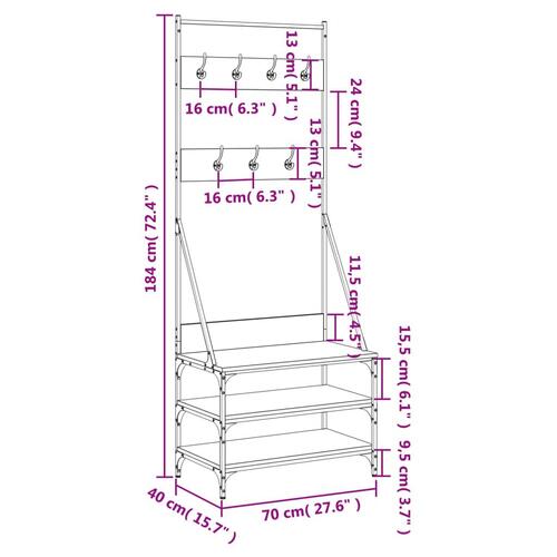 Tøjstativ med skoopbevaring 70x40x184 cm sort