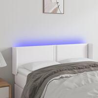Sengegavl med LED-lys 147x16x78/88 cm kunstlæder hvid