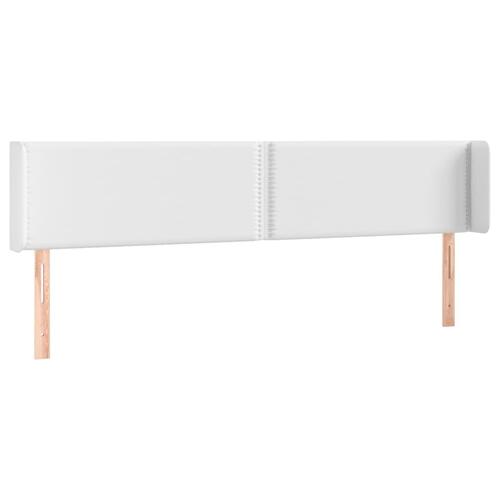 Sengegavl med LED-lys 183x16x78/88 cm kunstlæder hvid