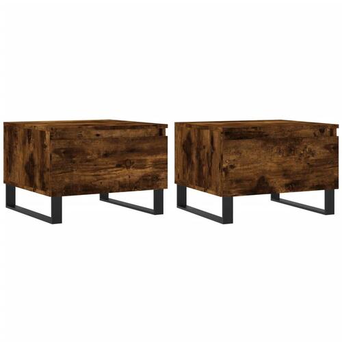 Sofaborde 2 stk. 50x46x35 cm konstrueret træ røget egetræsfarve